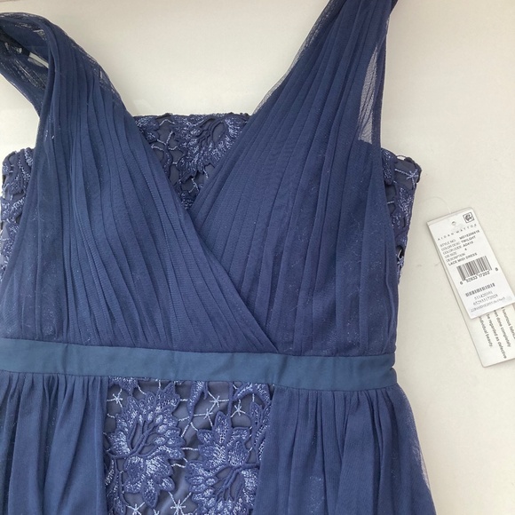 AIDAN MATTOX Womens Navy Sleeveless Below The Knee A-Line Evening Dress - Picture 8 of 14